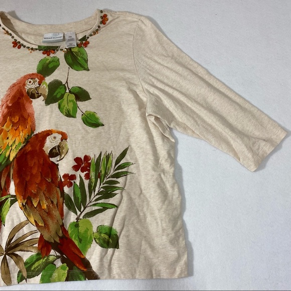 Alfred Dunner Floral Top  Long Sleeve Tee Floral Blouse Tropical Embelli… - Picture 3 of 10